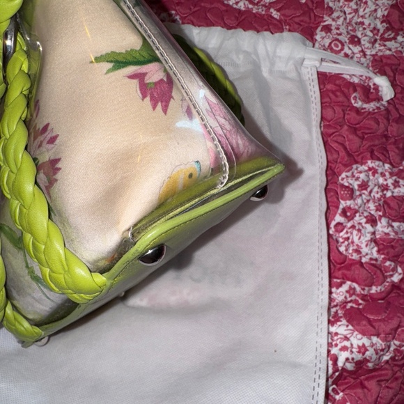 Salvatore Ferragamo Green and Cream Mini Bag with Braided Handles - Picture 7 of 9